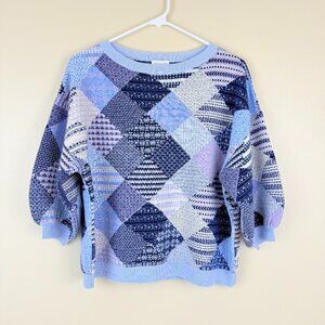 Garnet Hill 100% Cashmere Patchwork Boho Pullover Sweater | S